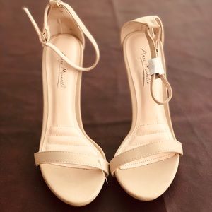 Cream matte strapped sandal heels